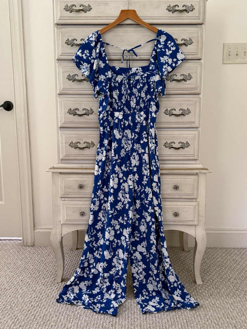 Blue Floral Boho Jumpsuit - Picture 2 of 3